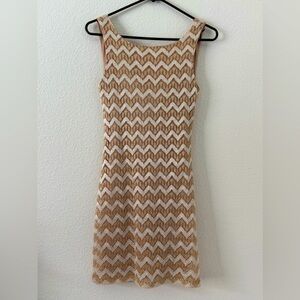 Gold, Tan and Cream Chevron Mini Dress